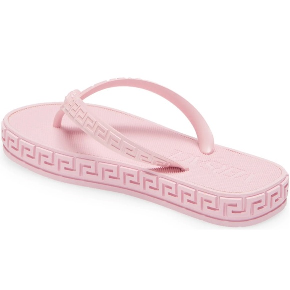 VERSACE Pink Grecian Medusa Logo Platform Beachy Pool Sandals Slides 6 35 36 - Picture 8 of 14